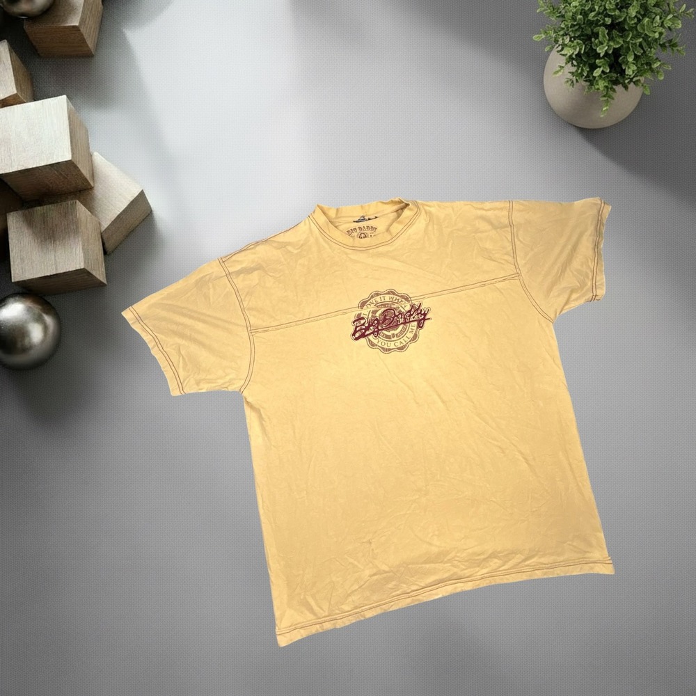 Vintage Big Daddy Graphic Tee Yellow Y2K Skater Streetwear Boxy Fit Shirt